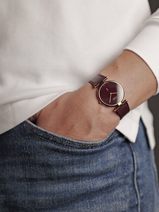Cartier Vendôme Vermeil Burgundy Dial LM Ref. 1708 (circa 1980s)