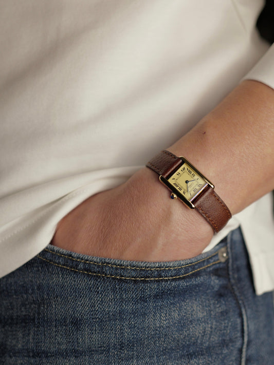 Cartier Must de Cartier Tank Vermeil “Lemon Roman” SM Ref. 71615 (circa 1970s)