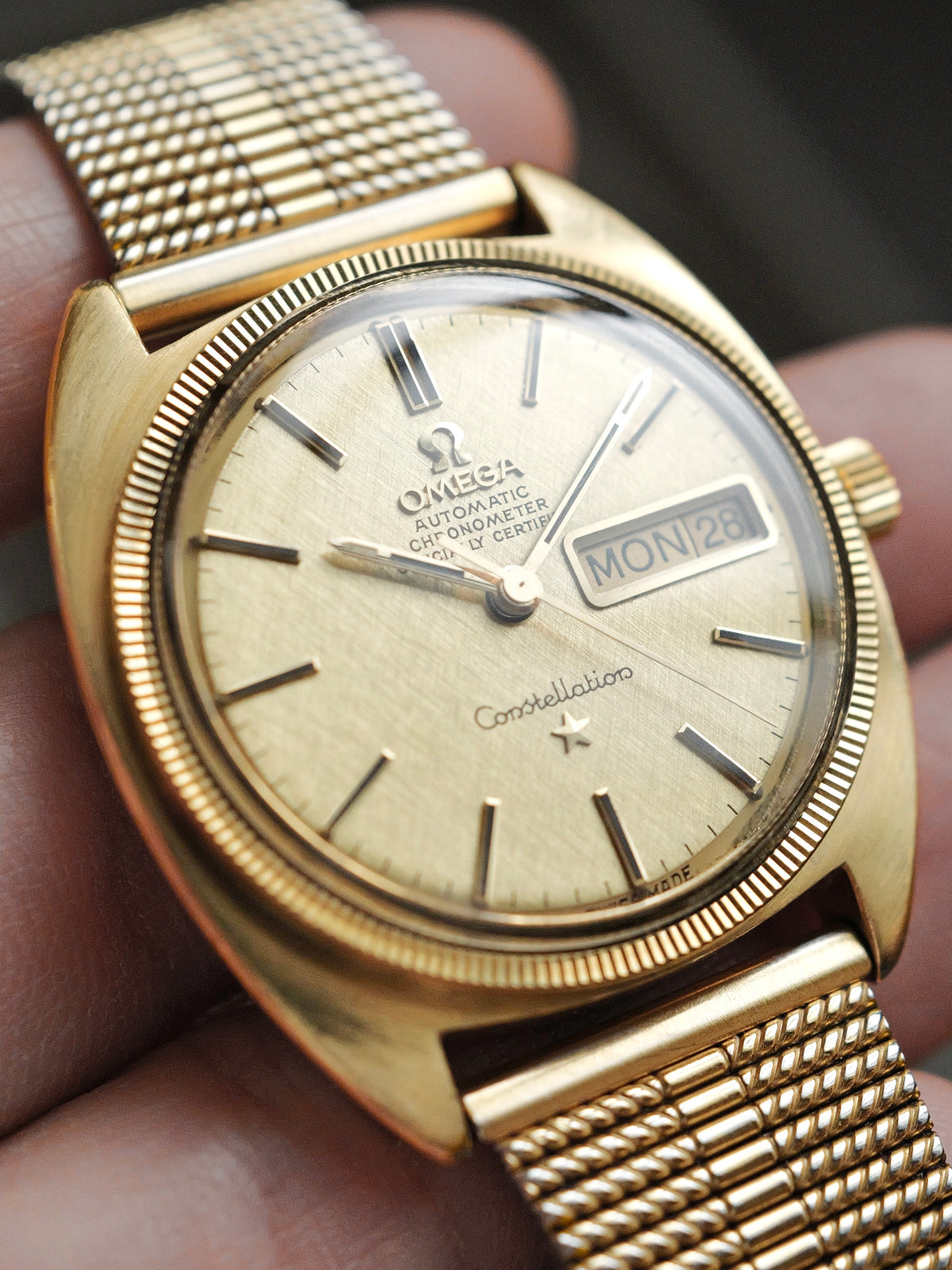 Omega Constellation C Gold-Capped Day-Date “Champagne Linen” Ref. 168.029 (circa 1969)