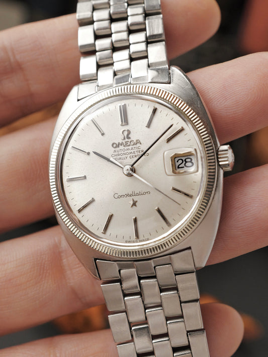 Omega Constellation C Steel Date “Creamy Silver Sunburst” Brick Bracelet Ref. 168.027 (circa 1969)