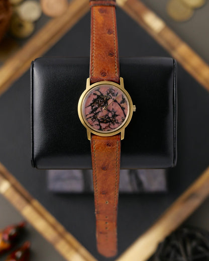 Milus Rhodonite Stone Dial Gold Filled J10.254-09