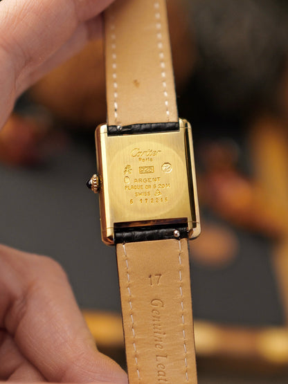 Cartier “Must de Cartier” Tank Vermeil FULL SET Tuxedo Dial Manual LM (circa 1980s)
