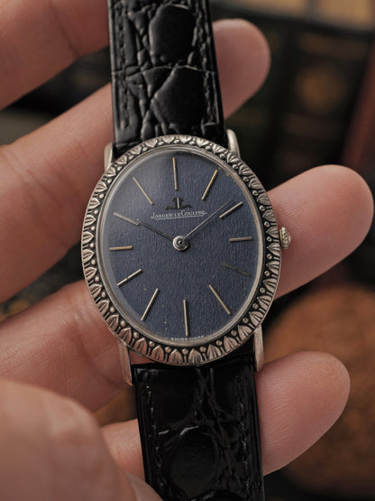 Jaeger-LeCoultre “Blue Oval Ribbon Bezel” Large 925 Sterling Silver Ref. 9035 (circa 1970s)