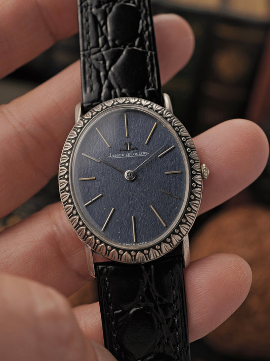 Jaeger-LeCoultre “Blue Oval Ribbon Bezel” Large 925 Sterling Silver Ref. 9035 (circa 1970s)