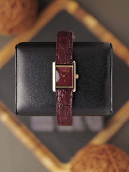 Cartier Must de Cartier Tank Vermeil “Burgundy” SM (circa late 1970s)