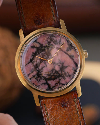 Milus Rhodonite Stone Dial Gold Filled J10.254-09