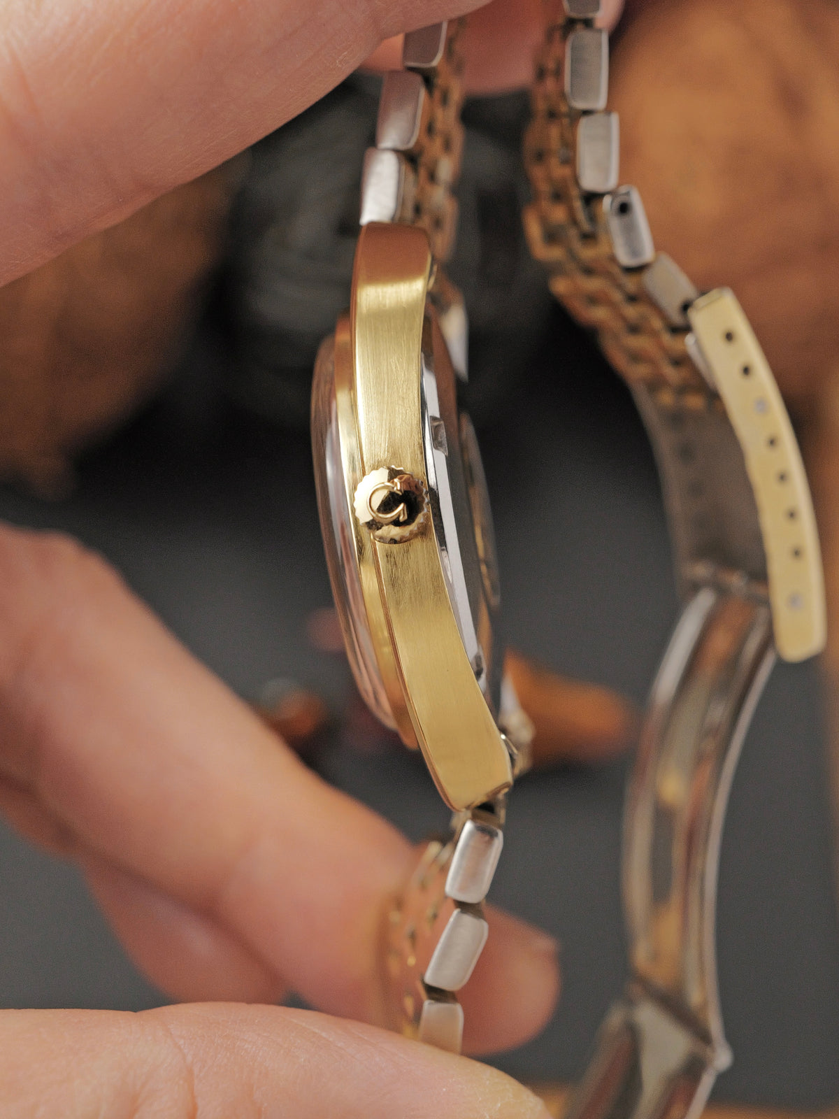 Omega Constellation C Gold-Capped Day-Date “Warm Silver Sunburst” Brick Bracelet Ref. 168.017 (circa 1966)