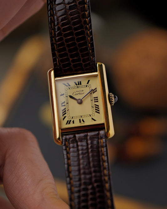 Cartier Must de Cartier Tank Vermeil “Lemon Roman” SM Manual w/ Box (circa 1970s)