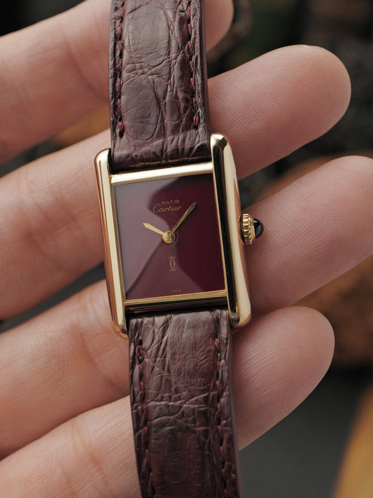 Cartier Must de Cartier Tank Vermeil “Burgundy” SM (circa late 1970s)