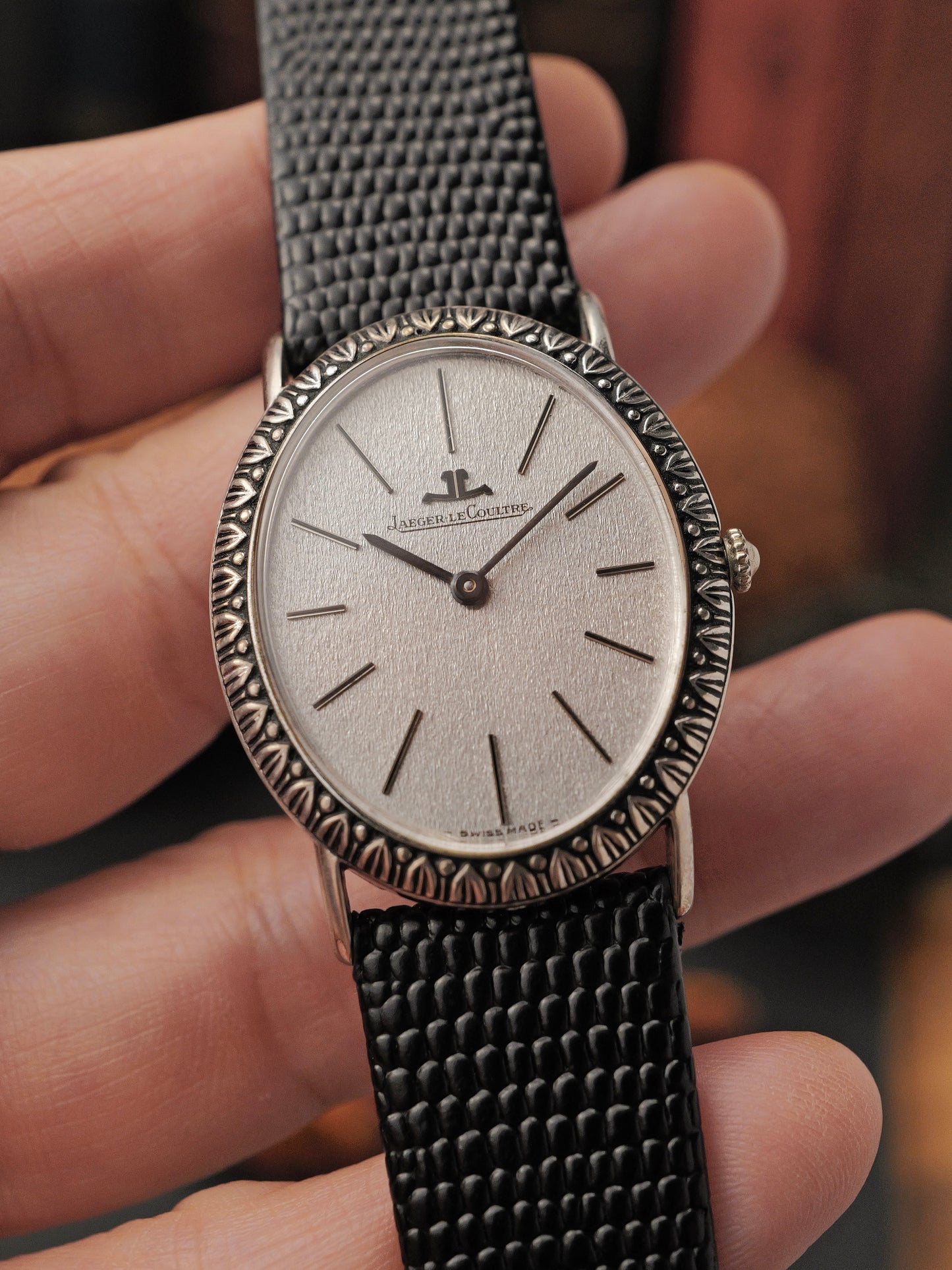Jaeger-LeCoultre “Silver Oval Ribbon Bezel” Large 925 Sterling Silver Ref. 9035 (circa 1970s)
