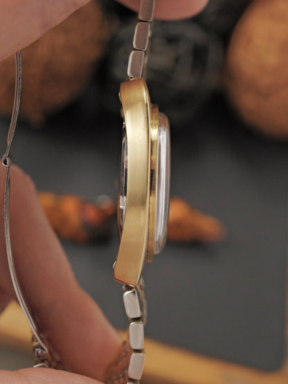 Omega Constellation C Gold-Capped Day-Date “Warm Silver Sunburst” Brick Bracelet Ref. 168.017 (circa 1966)