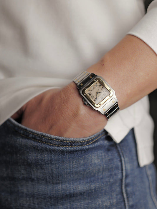 Cartier Santos Galbée Steel & 18K Gold w/ Box Ref. 187901 (circa early 80s)