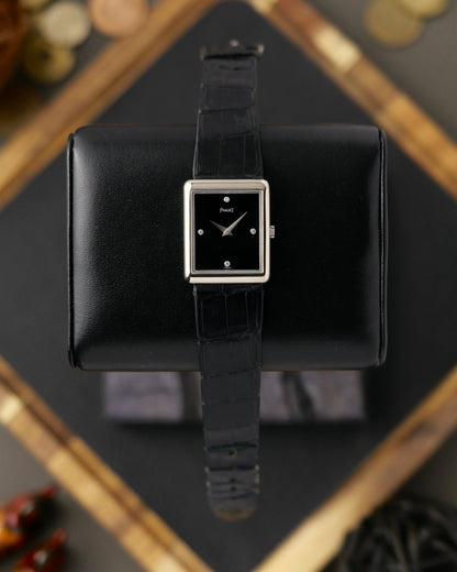 Piaget Protocole Onyx Diamond 18K White Gold Ultra-Thin Ref. 9150 (Circa 1980s)