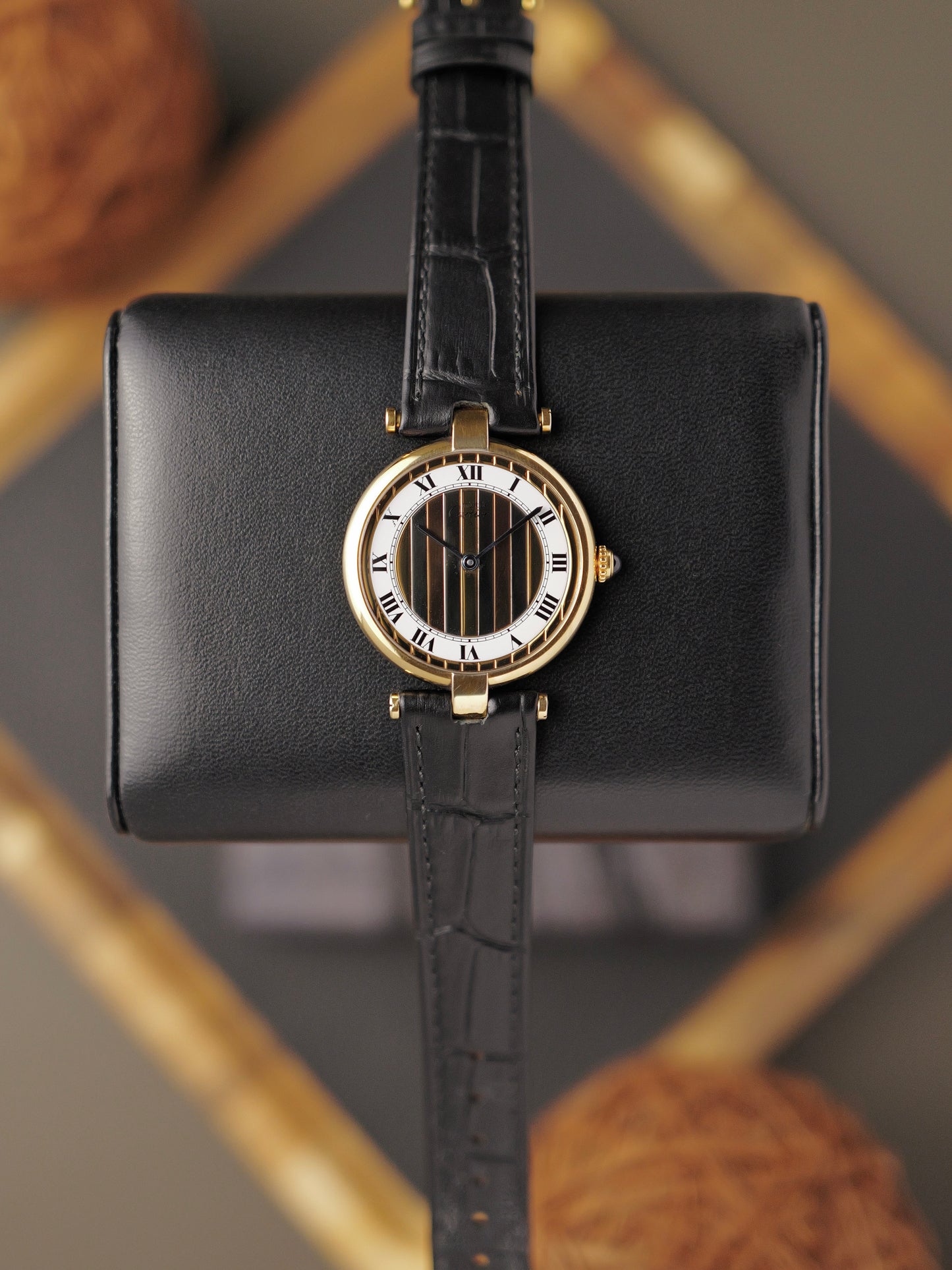 Cartier Vendôme Vermeil Trinity Dial LM Ref. 590003 (circa 1990s)