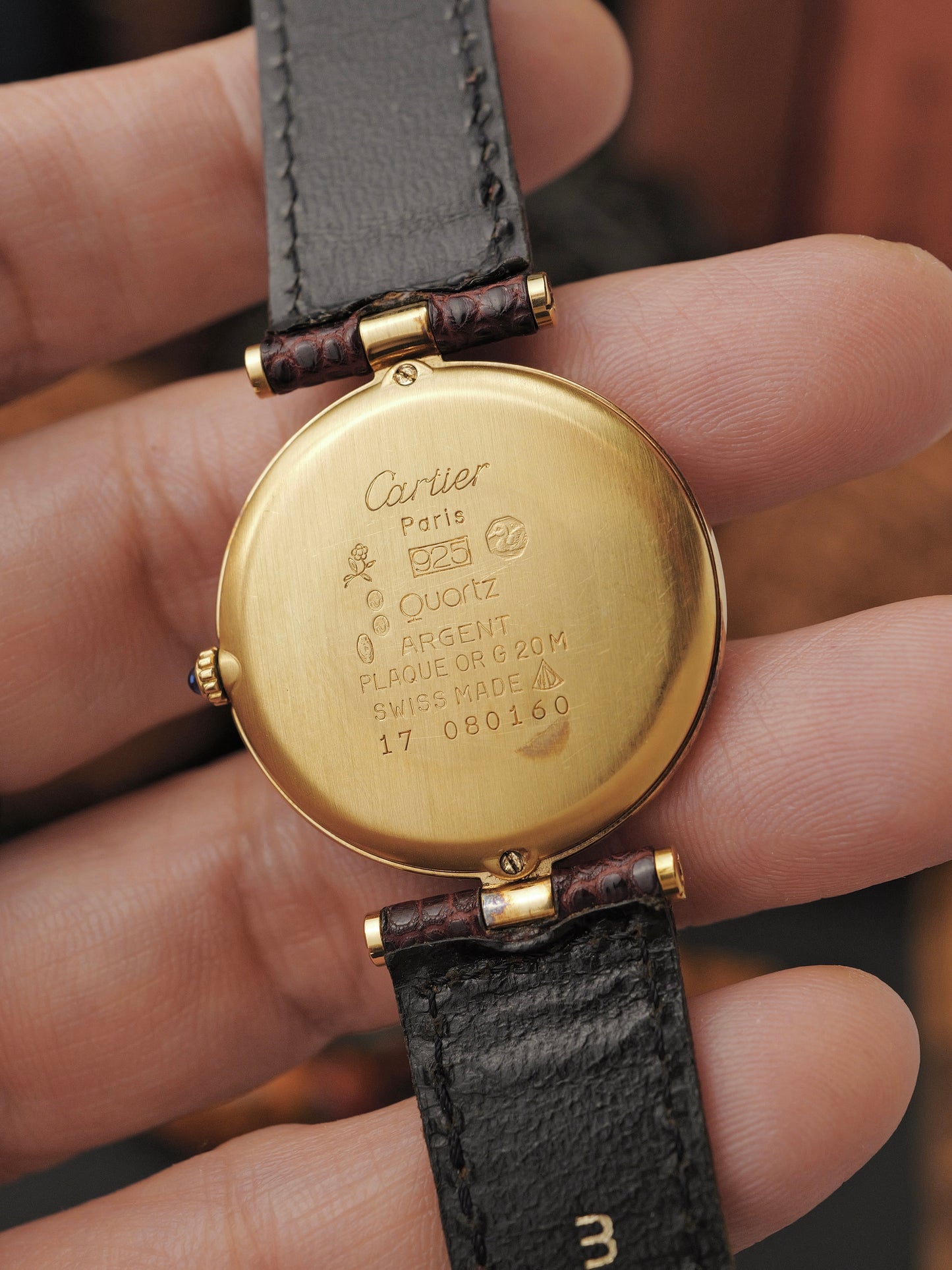 Cartier Vendôme Vermeil Burgundy Dial LM Ref. 1708 (circa 1980s)