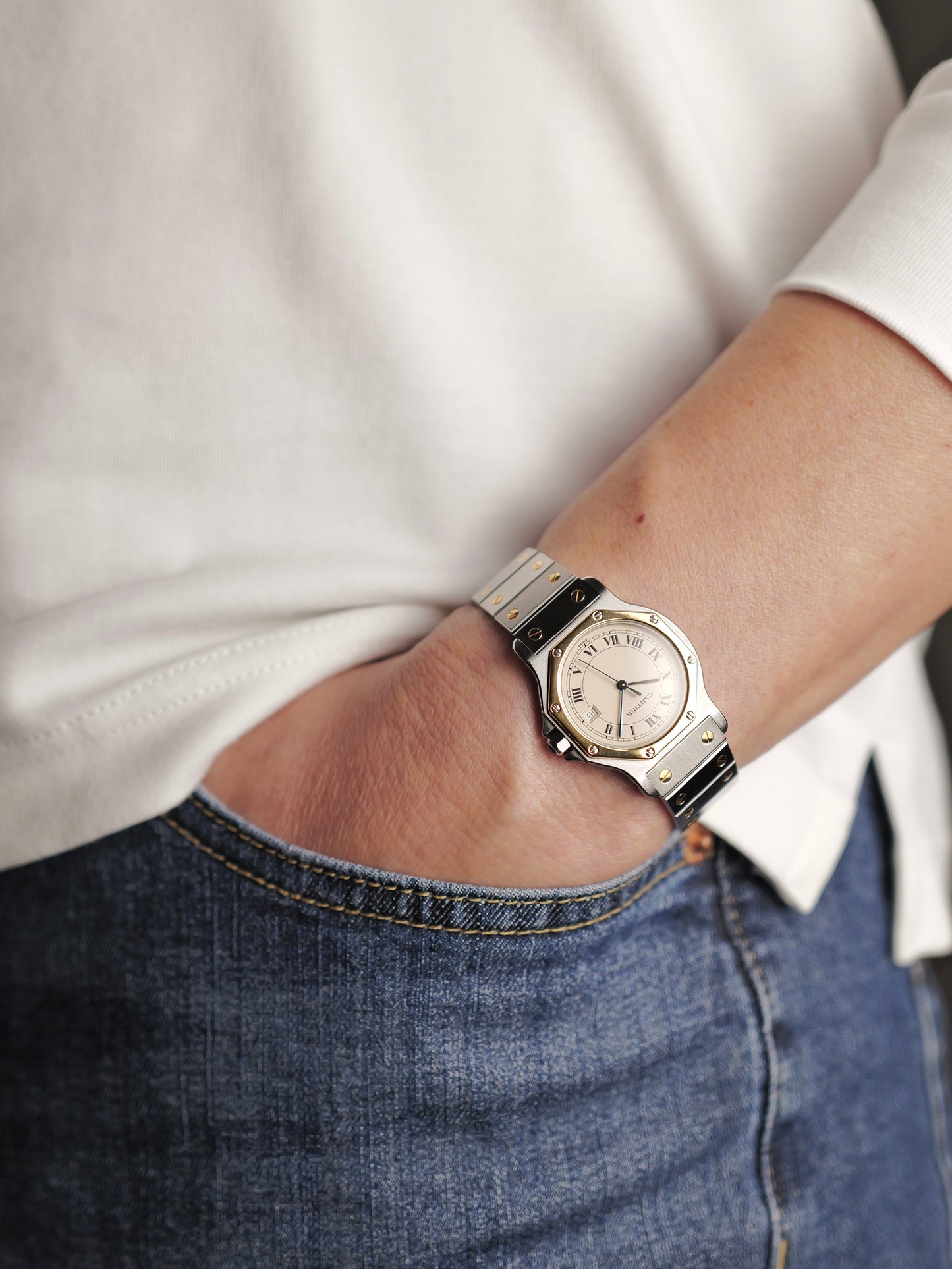 Cartier Santos Octagon Steel & 18K Gold LM Ref. 187902 (circa 1990s)