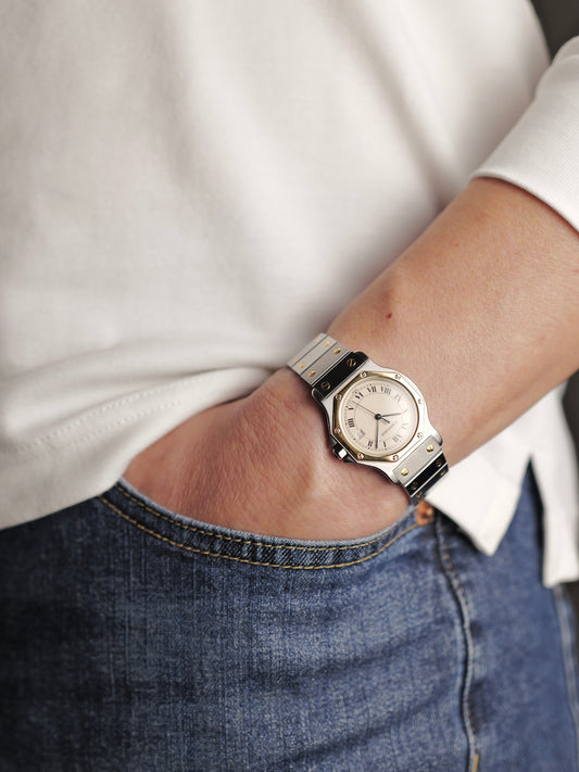 Cartier Santos Octagon Steel & 18K Gold LM Ref. 187902 (circa 1990s)