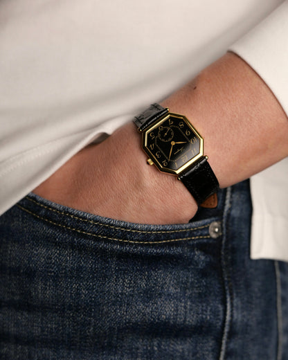 Longines “Octagon Breguet” Black Gilt Ref. 3209 (circa 1980)