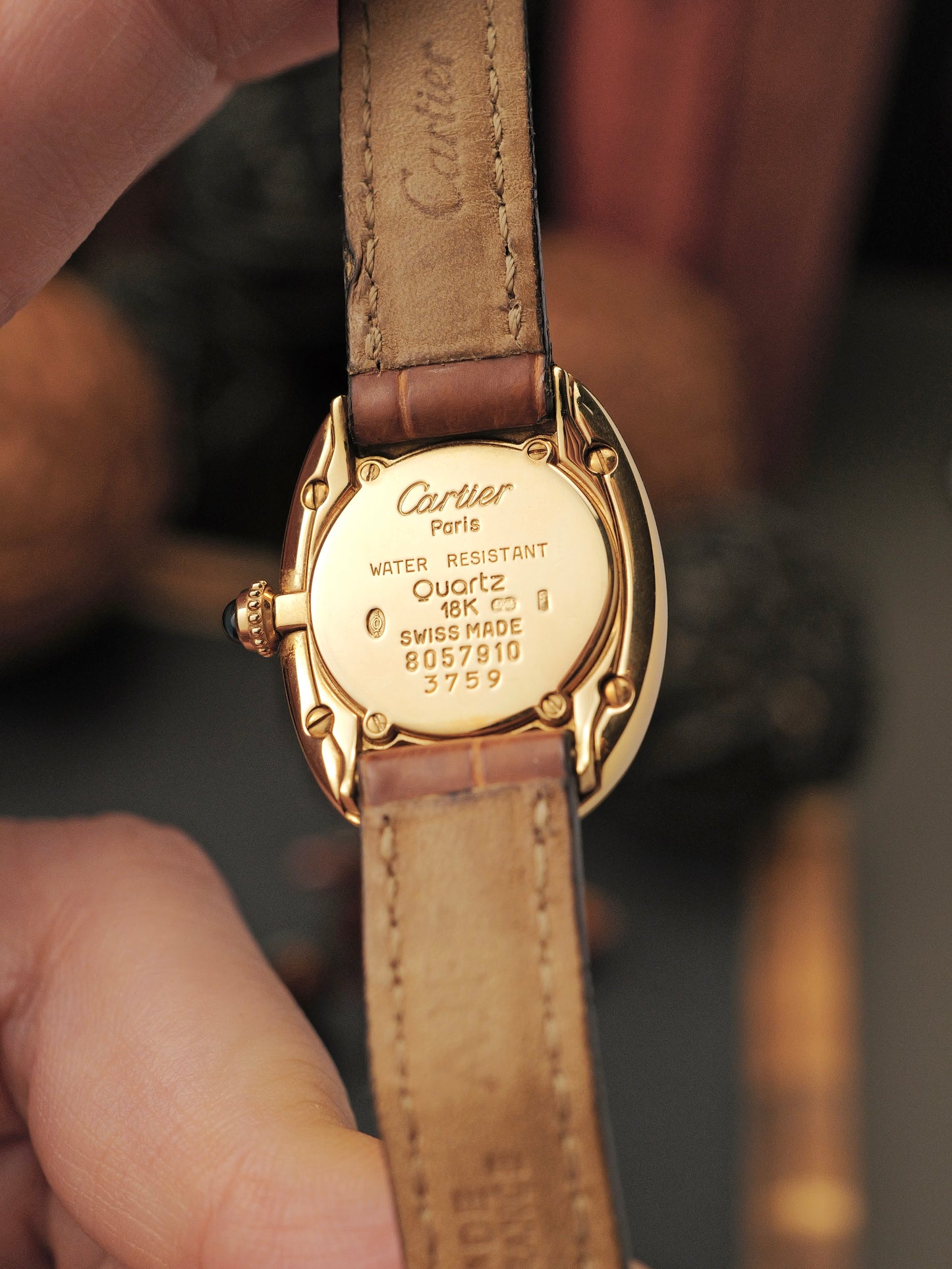 Cartier Baignoire Eggshell Roman Dial SM w/ Box & Cartier Service Papers Ref. 8057910 (circa 1990s)