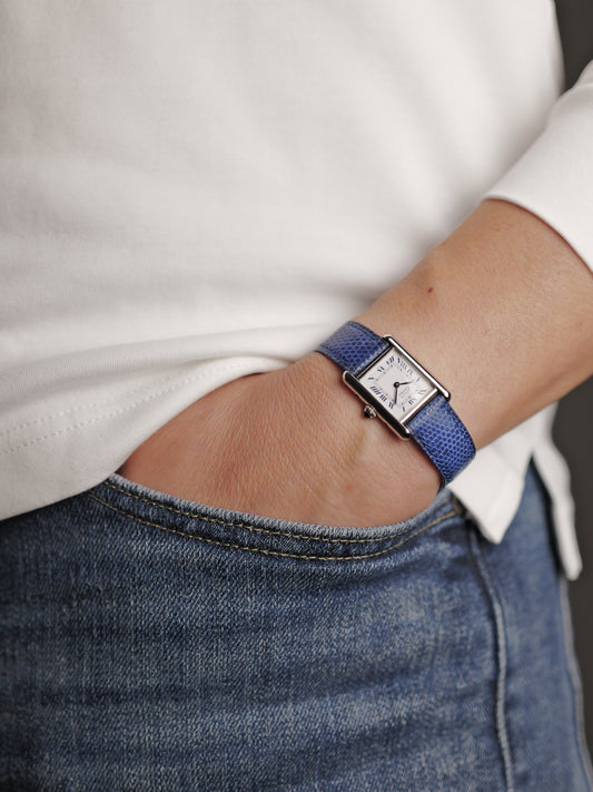 Cartier Must de Cartier Tank Sterling Silver “Blue Roman” SM Ref. 57002 (circa early 1990s)
