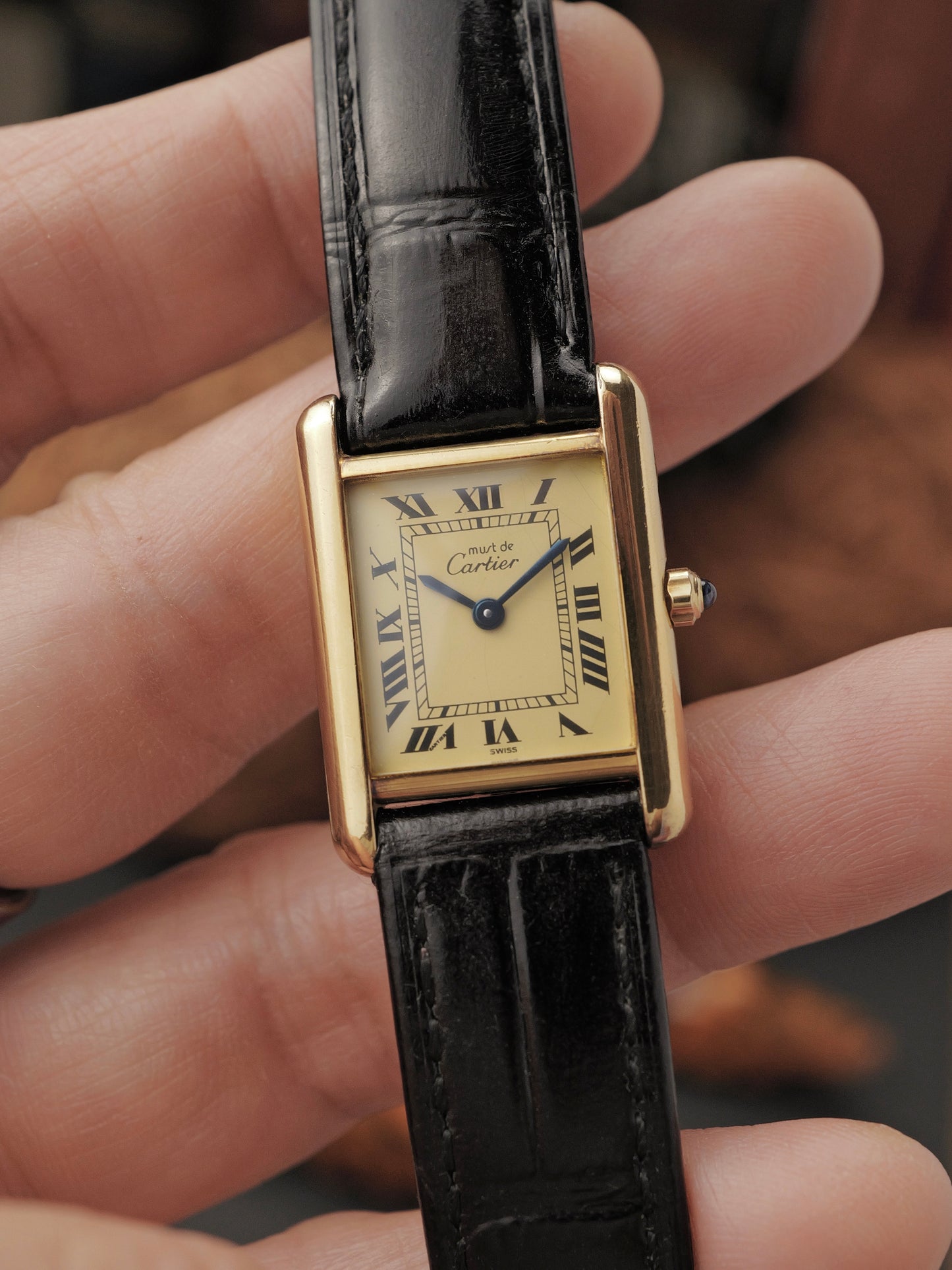 Cartier Must de Cartier Tank Vermeil “Lemon Roman” SM Ref. 366001 (circa 1970s)