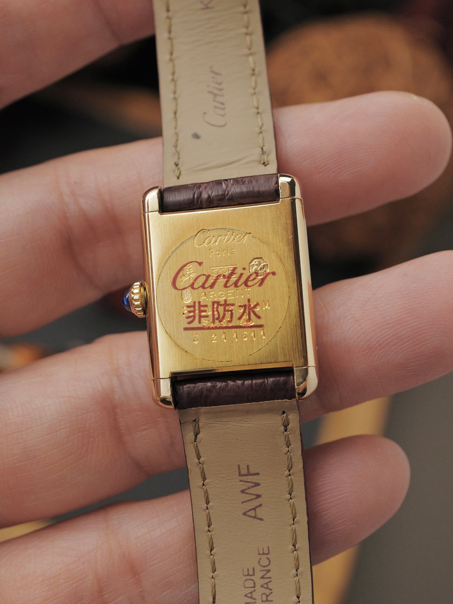 Cartier Must de Cartier Tank Vermeil “Burgundy” SM (circa late 1970s)
