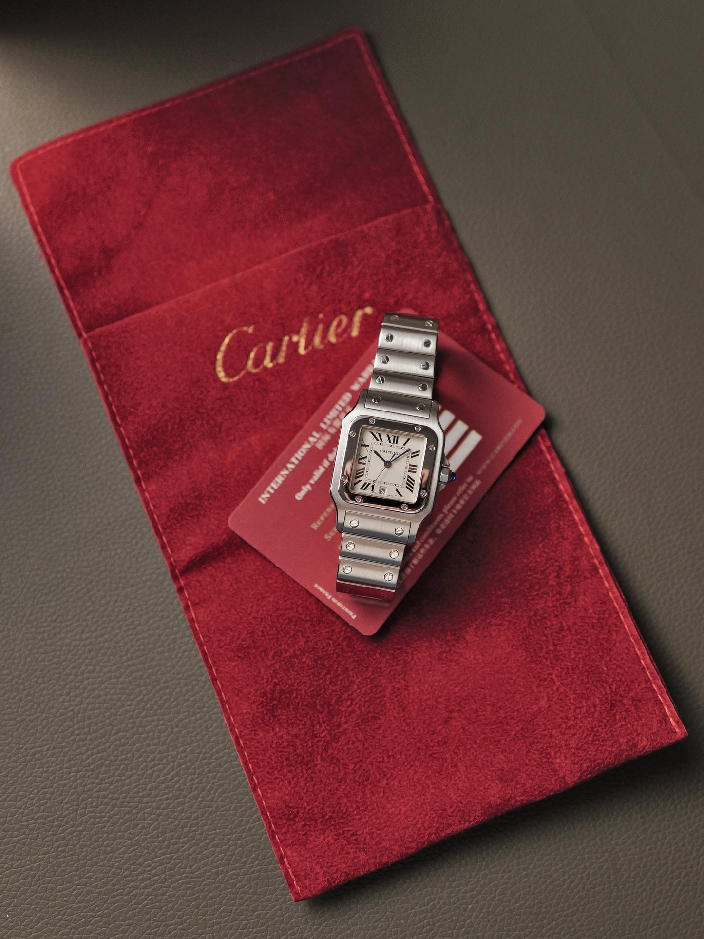 Cartier Santos Galbee Full Steel LM Ref. 1564 w/ Card & Pouch (circa 2002)