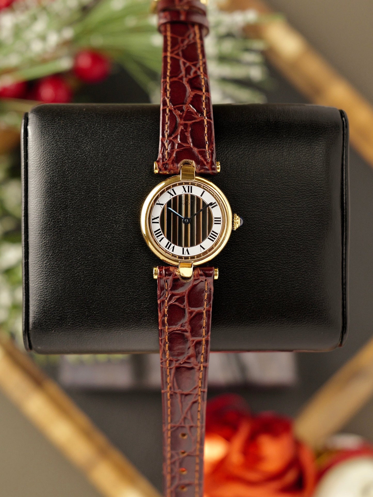 Cartier Vendôme Vermeil “Trinity Dial” Small Ref. 590004 w/ Pouch and Papers (circa 1991)