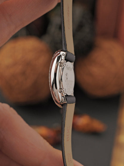 Cartier Baignoire Mini 18K White Gold Le Mirais Diamonds w/ Box & Gemsetting Papers Ref. 2369 (circa 1990s)