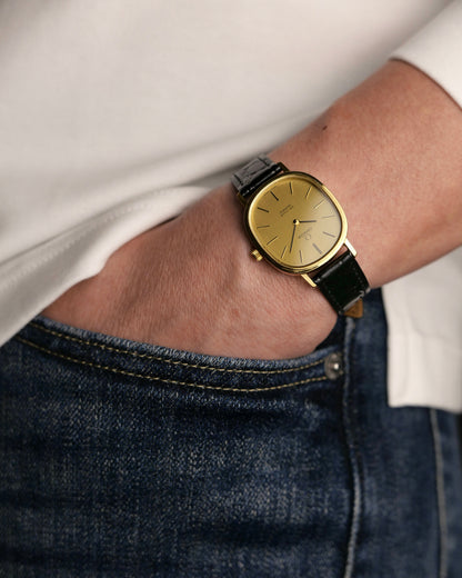 Omega De Ville “Ellipse” Brushed Golden Dial Travel Watch Ref. 191.0046 (circa 1980s)