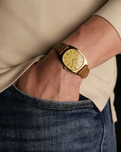 Omega De Ville “Tonneau Ellipse” Champagne Dial w/ Box & Papers Ref. 111.0131 (circa 1978)