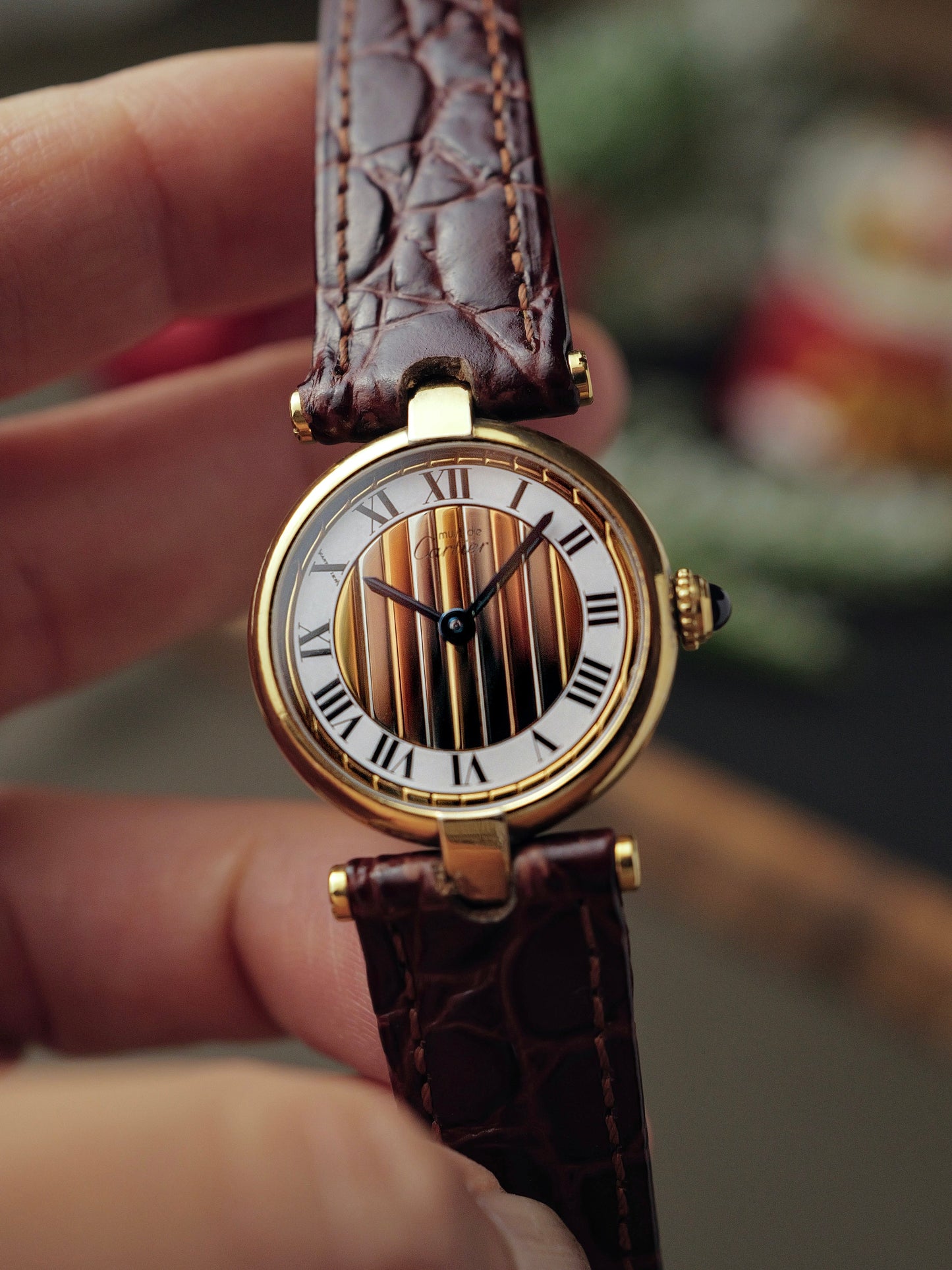 Cartier Vendôme Vermeil “Trinity Dial” Small Ref. 590004 w/ Pouch and Papers (circa 1991)