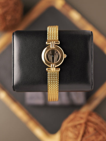 Cartier Colisée “Art Deco Fan” Vermeil SM Ref. 590002 (circa late 1980s)