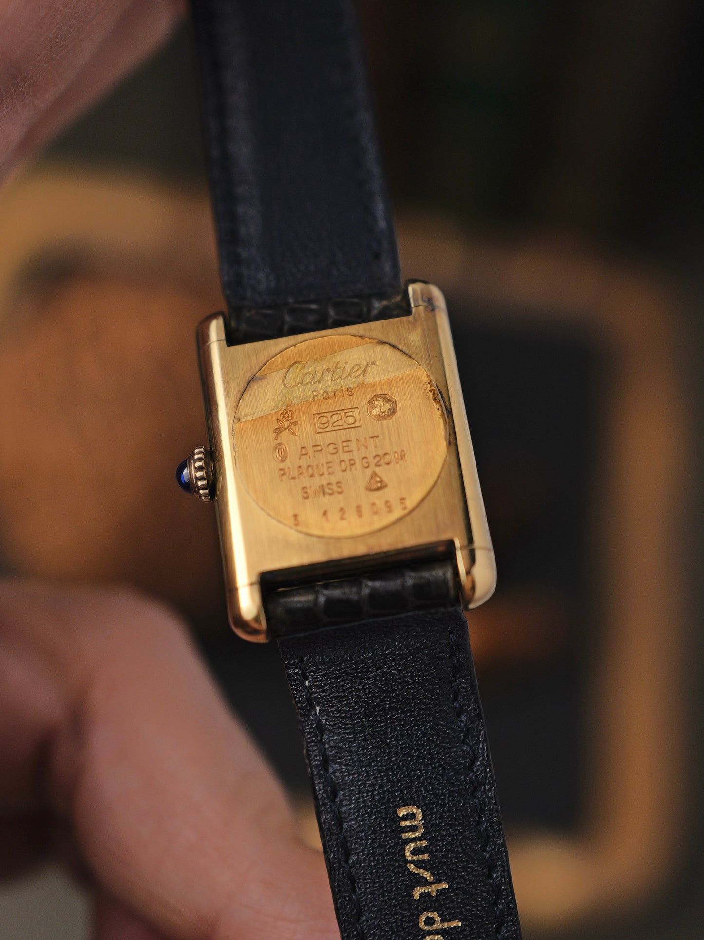 Cartier Must de Cartier Tank Vermeil “Wood Grain” Lacquer SM Manual (circa 1970s)