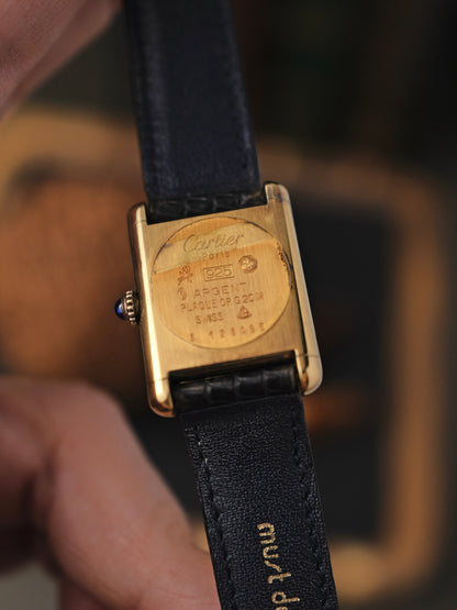 Cartier Must de Cartier Tank Vermeil “Wood Grain” Lacquer SM Manual (circa 1970s)