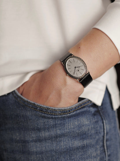 Jaeger-LeCoultre “Silver Oval Ribbon Bezel” Large 925 Sterling Silver Ref. 9035 (circa 1970s)