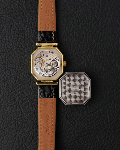 Longines “Mini Octagon Black Gilt Roman” Ref. 3208 (circa 1980s)