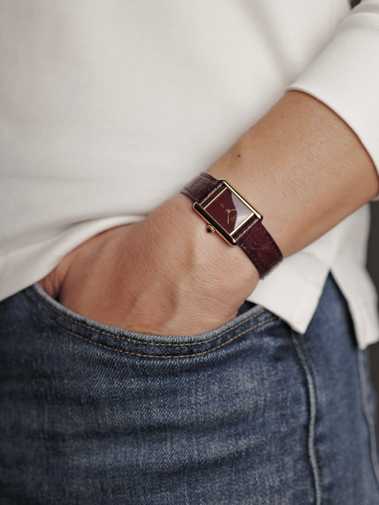 Cartier Must de Cartier Tank Vermeil “Burgundy” SM (circa late 1970s)