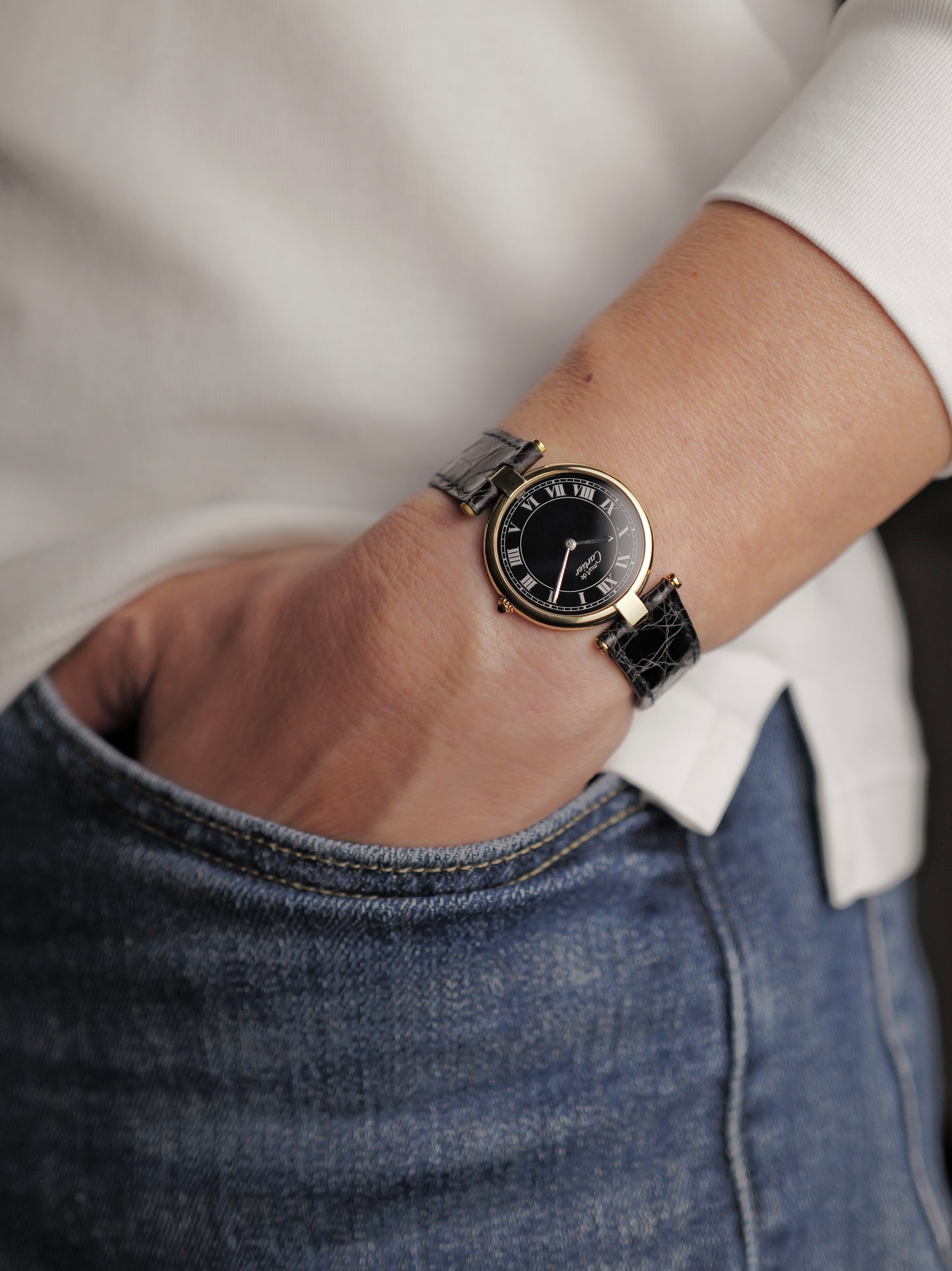 Cartier Vendôme Vermeil “Tuxedo Dial” LM Ref. 590003 (circa 1990s)
