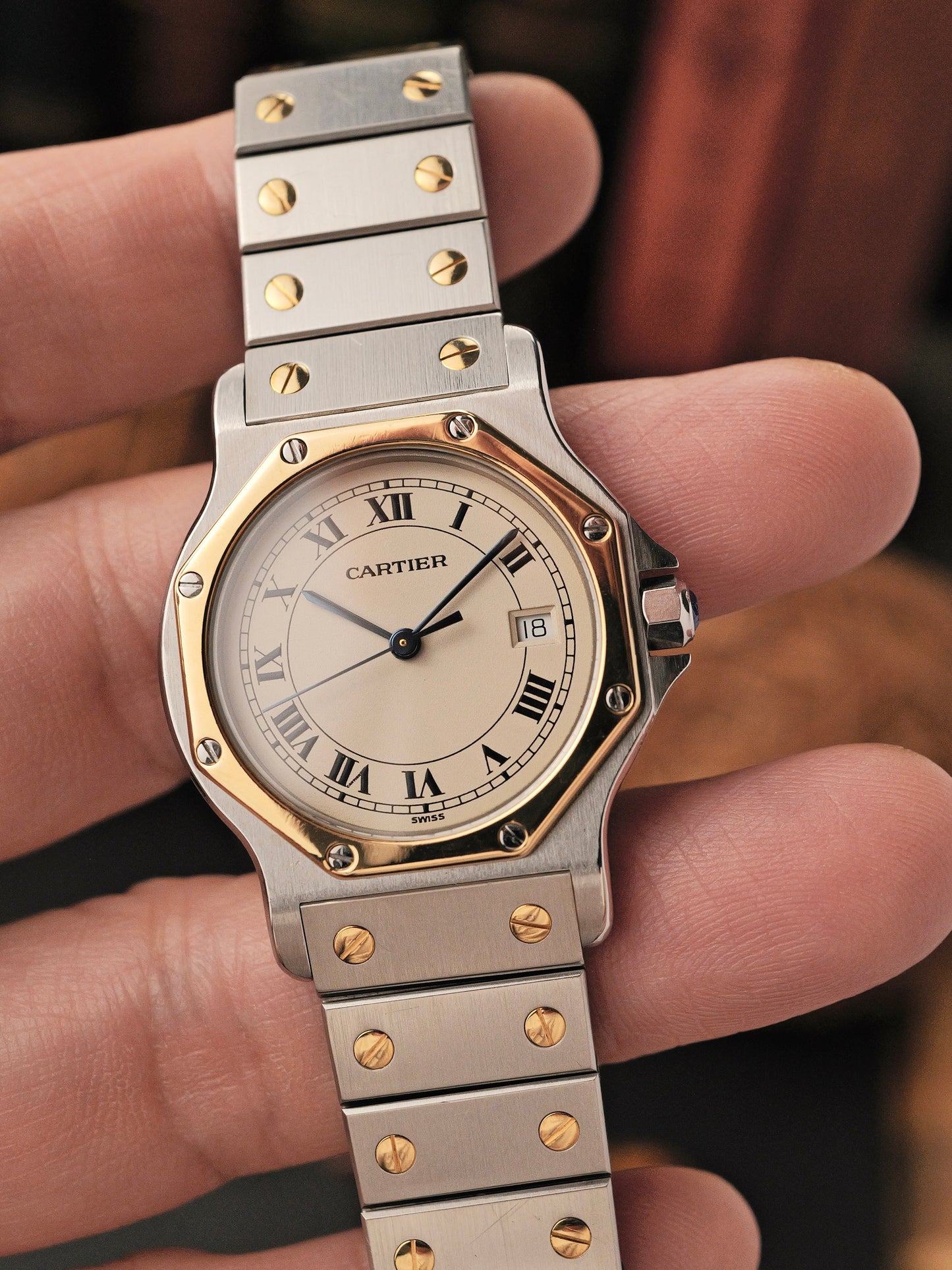 Cartier Santos Octagon Steel & 18K Gold LM Ref. 187902 (circa 1990s)