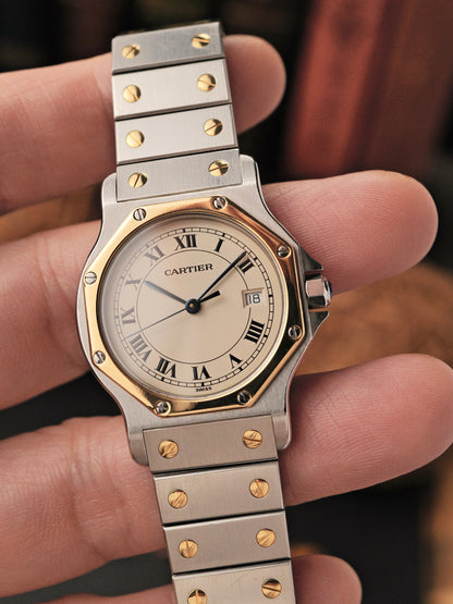 Cartier Santos Octagon Steel & 18K Gold LM Ref. 187902 (circa 1990s)