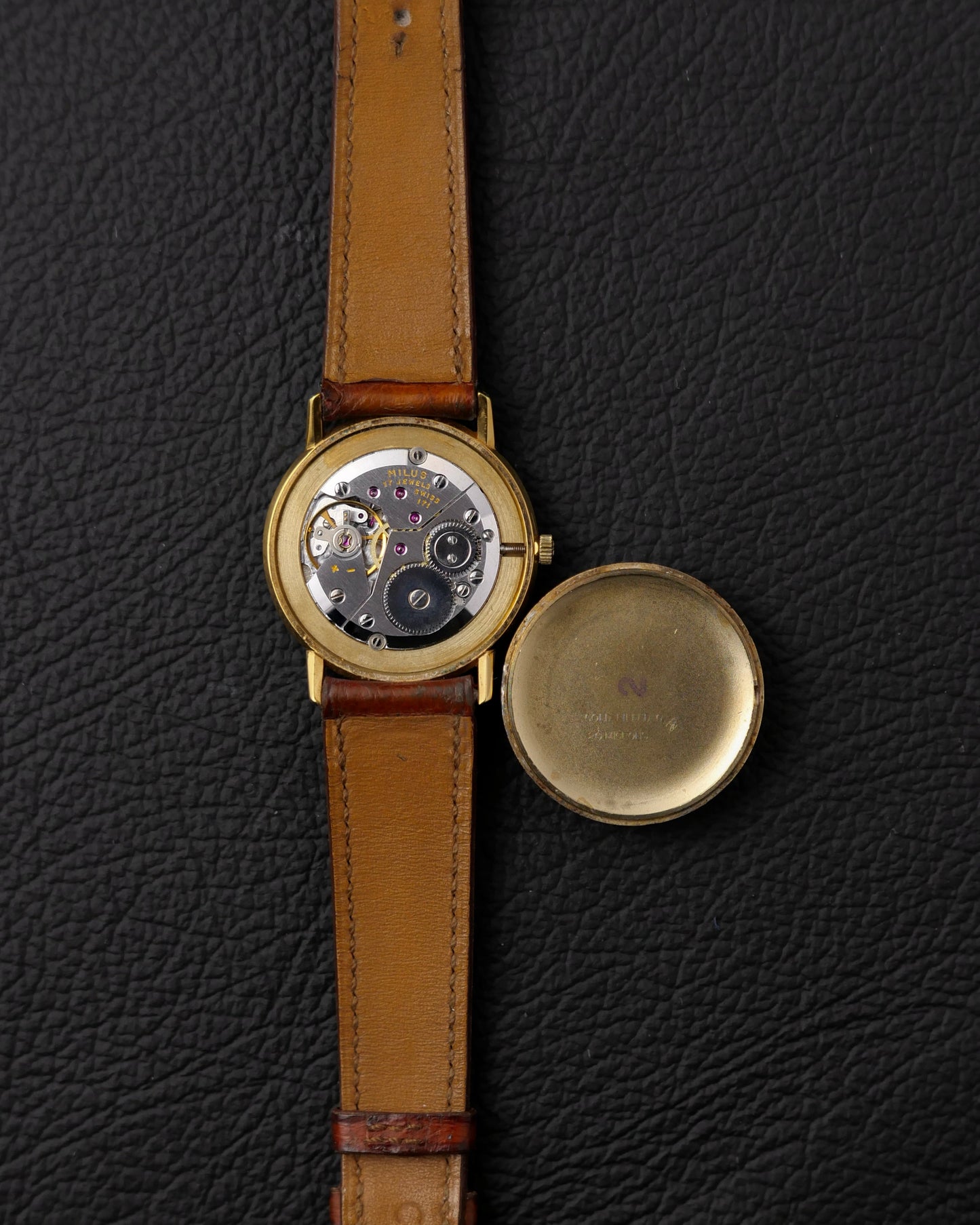 Milus Rhodonite Stone Dial Gold Filled J10.254-09