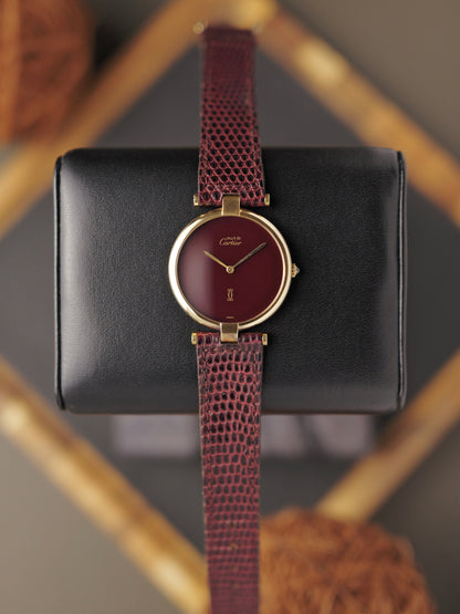 Cartier Vendôme Vermeil Burgundy Dial LM Ref. 1708 (circa 1980s)