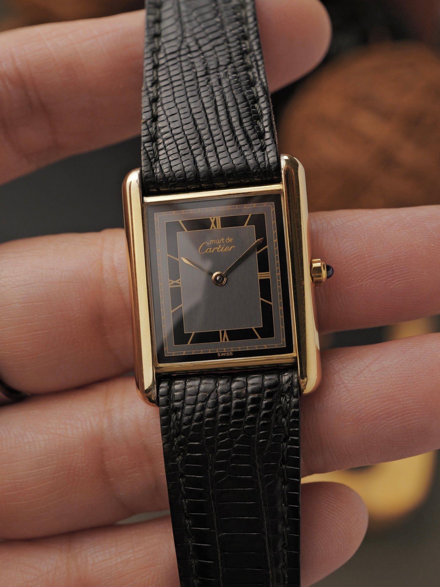 Cartier Must de Cartier Tank Vermeil “Slate Art Deco Dial” LM Ref. 590005 (circa 1990s)