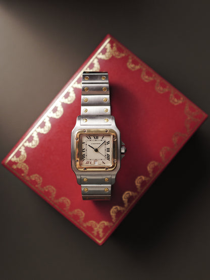 Cartier Santos Galbée Steel & 18K Gold w/ Box Ref. 187901 (circa early 80s)
