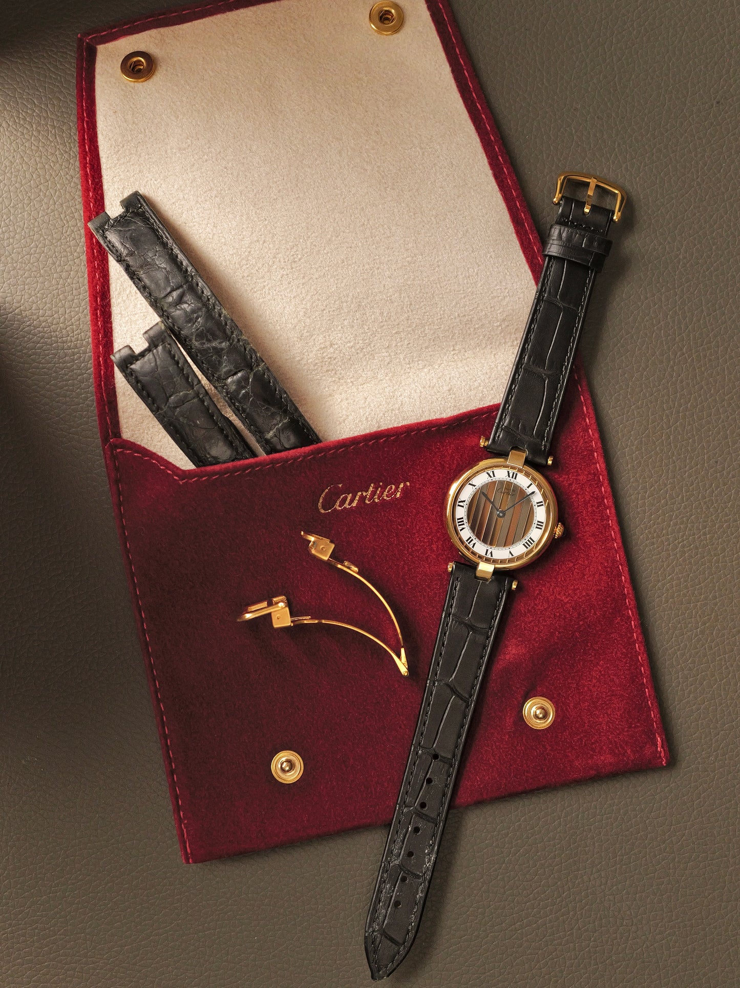 Cartier Vendôme Vermeil Trinity Dial LM Ref. 590003 (circa 1990s)
