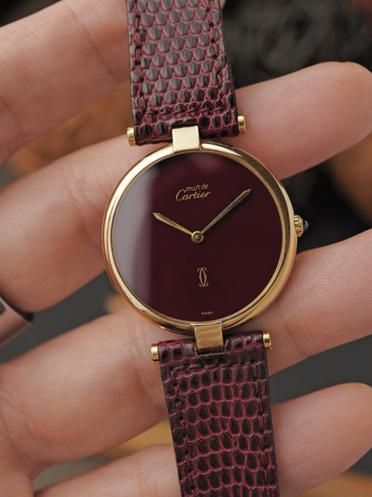 Cartier Vendôme Vermeil Burgundy Dial LM Ref. 1708 (circa 1980s)