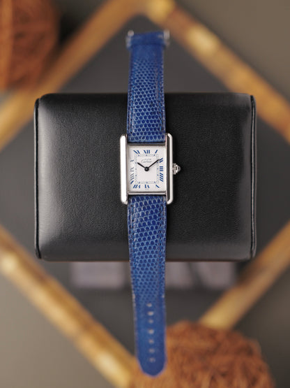 Cartier Must de Cartier Tank Sterling Silver “Blue Roman” SM Ref. 57002 (circa early 1990s)
