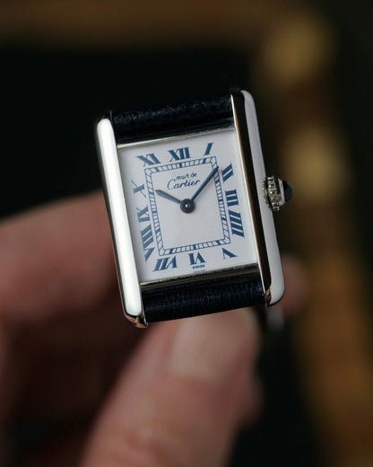 Cartier Tank Must 925 Silver “Blue Roman” SM Ref. 6057002 (circa 1993)