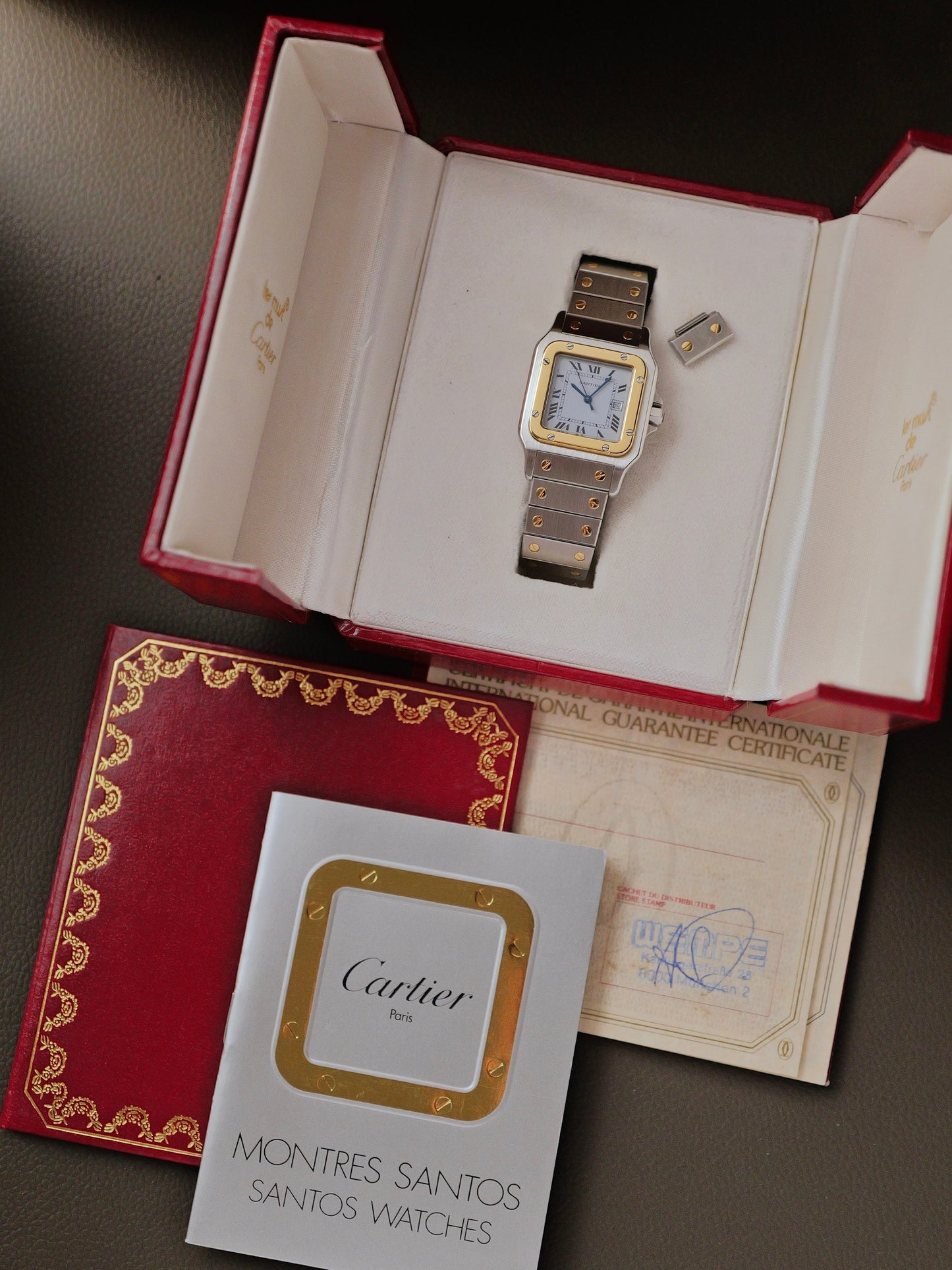Cartier Santos Carrée Steel + 18K Solid Gold FULL SET Ref. 2961 (circa 1985)